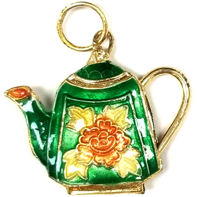 ENAMEL TEAPOT(B) 27X28MM GREEN